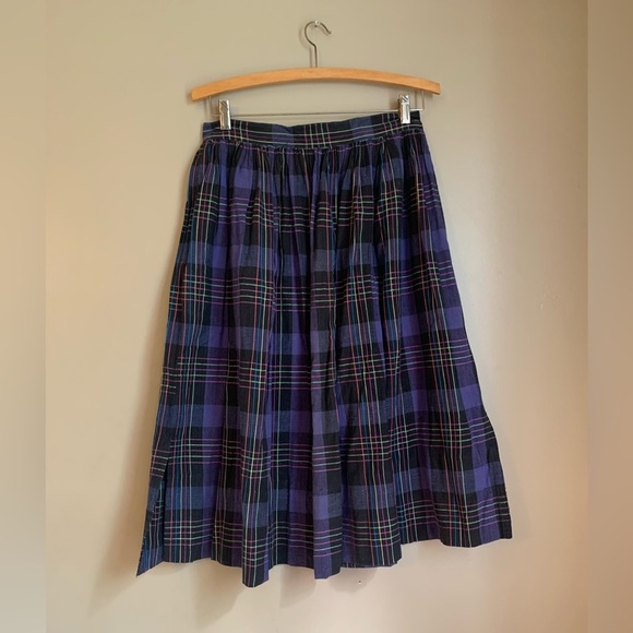 Esprit plaid Full midi Skirt , neon purple 80’s skirt size 11/12 preppy academia - Picture 4 of 6